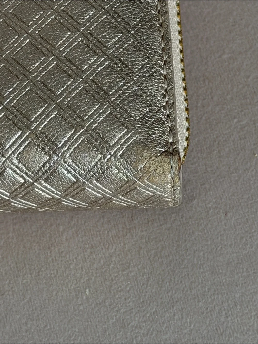 Tory Burch Marion Diamond Quilted Metallic Leather Zip Around Wallet 🪩